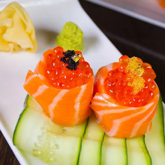 Salmon Ikura Wrap (2pc) at TOMO Asian Fusion, Eastdale Village, Poughkeepsie NY